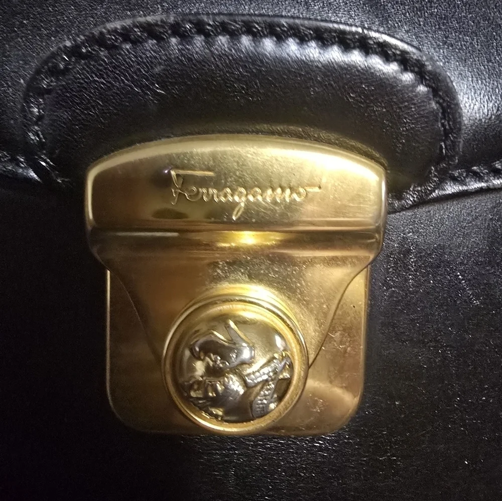 Salvatore Ferragamo Black Leather 